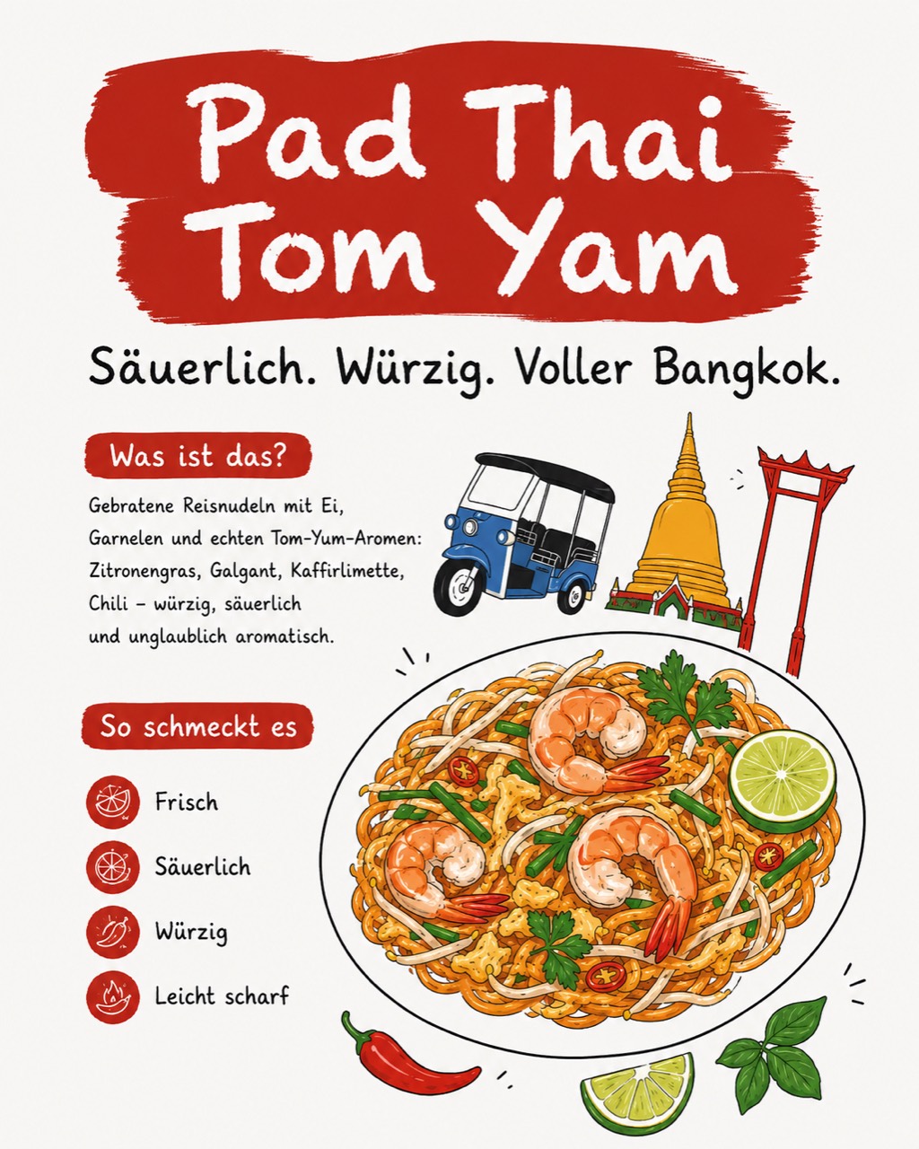 Pad Thai Tom Yam – illustrierte Street-Food-Kultur Bangkoks von Pronee_illustration